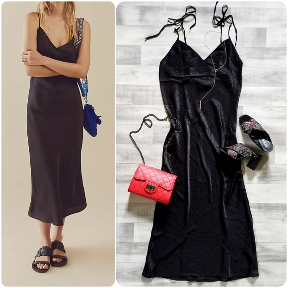 Free People Dresses & Skirts - NWT Free People Tie Strap Slip Dress in Black